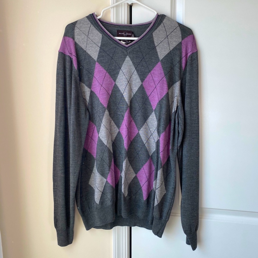 Black Brown 1826 Argyle Sweater-light weight
